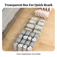 Dustproof with Lid Underwear Storage Box Space-Saving Sock Underwear Organizer Large Capacity for Women, Adults, Wardrobe, Dresser, Bedroom