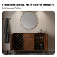 Wood Credenza Multifunctional Kitchen Buffet Sideboard Sturdy & Sturdy Accent Chest of Drawers for Home Decor Ators, Adults, Living Room, Entryway