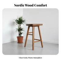 Nordic Design Backless Saddle Stool Minimalist Aesthetic Backless Saddle Perch Natural Grain Finish High Seating Stable Structure for Business Owners, Interior Designers, Cafe, Cashier Desk, Kitchen Island, Dining Area
