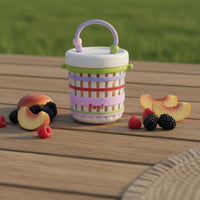 Yogurt Salad Container with Strap Leak-Resistant Portable Fruit Cup Cute Design Snack Container with Colander Insert for Travel