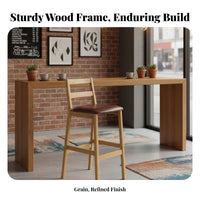Nordic design Wooden Counter Stool with Backrest Light Luxury Kitchen Island Stool with Backrest Modern bar designHeight Chair Minimalist for Adults, residents, Business Owners, Cafe, Restaurant, Reception Area, morning dining corner