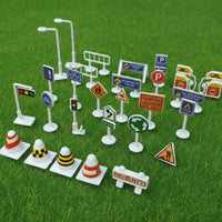 Scene Building Miniature Road Sign Set Educational Sand Table Road Signs Lightweight Miniature Traffic Sign Set Sturdy for Hobbyists