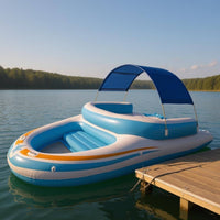 Backrest Inflatable Boat Raft Raised Seat PVC Buoyant Boat Blue and White Water Craft