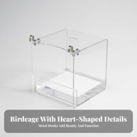 Bird Bath Box Easy to Clean Transparent Cage Bird Bath No-Leak Design Parrot Bathing Tub for Cockatiels, Small Birds, Aviary, Indoors, Home