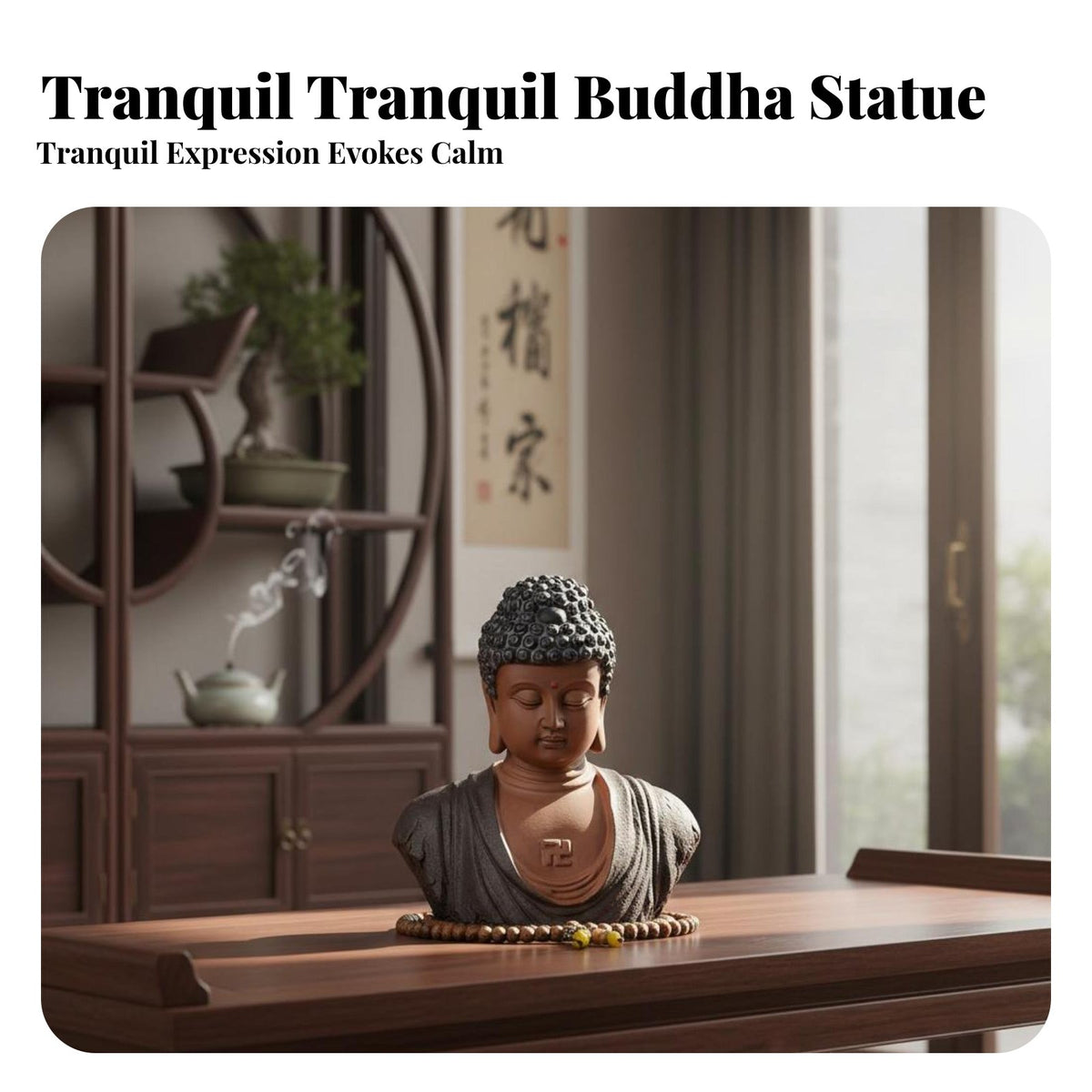 Spiritual Accent Shakyamuni Buddha Bust Traditional Craftsmanship Ceramic Buddha Head Calming Atmosphere Zen Design Figurine Elegant Design for Meditation Practitioners, Meditators, Mindful Movement Enthusiasts, Altar, Living Room, Office