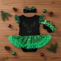 3 Pieces Tutu Romper Dress Ruffle Sleeves Flutter Sleeve Tutu Romper for Infants