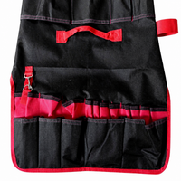 Container Tool Organizer, 31 Pockets 5 Tool Loops, Water Resistant Garden Tool Bag, 50x18x56.5cm Black & Red Tradie Tool container