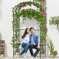 Garden Bench with a Metal Garden Arch for Climbing Plants, Pastoral Style Wedding Decorations, Floor Standing Arches Metal Strong, Pack of 1