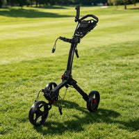 Portable 3 Wheel Golf Push Trolley Compact Storage 3 Wheel Golf Trolley Stable Design Rust-Resistant for Golfers