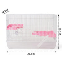 Transparent Hamster Cage, 23 Double Layer Large Castle (with Water Bottle/Food Bowl/Running Wheel), Luxury Hamster Cage with Wire Large Space