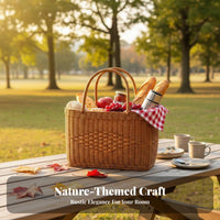 Imitation Rattan Handbasket Easy to Clean Woven Basket with Handles Waterproof
