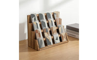 Polished Finished 4-Tier Wooden Card Display Stand Rectangular Base Tiered Card Display Rack Tabletop Multi-Purpose