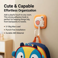 Mounting Hook, Little Dinosaur Hooks for Kids, Heavy Duty Sticky Wall Hooks, 5-10kg Capacity for Bathroom Kitchen