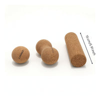 3 Pieces Cork Massage Set Textured Cork Double-Ended Roller Double-Ended Roller for Athletes, Yogis, Muscle Recovery, Home Gym, Mindful Stretching