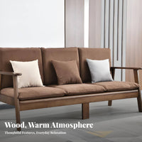 3-Seater Wood Frame Sofa Minimalist Design 3-Person Sofa comfortable Feel Living Room Furniture for Guesthouse managers, Small Apartment Dwellers, Bedroom