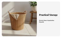 Faux Rattan Clothes Hamper Large Capacity Rattan Clothes Hamper Stylish Decor Woven Laundry Basket for Washroom, Bedroom