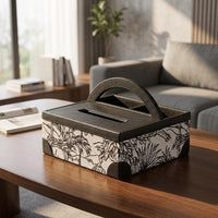 Storage Box and Tissue Box Holder for Bedroom Decor, Multi-Purpose Napkin Holder for Home Office, PU Leather or Woven Style with Handle