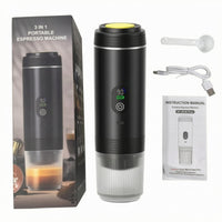 LED Display Portable Espresso Machine Transparent Chamber USB Rechargeable Espresso Machine Hot Extraction Travel Coffee Brewer Perforated Band