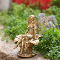 Garden Nymph Ornament Hand-Painted Look Winged Fairy Figurine Bright Colors Fairy Garden Sculpture