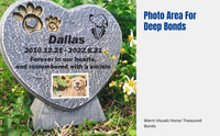 Resin Heart-Shaped Pet Memorial Stone, Animal Tombstone, Outdoor Garden Decor, Custom Engraving, Dog Memorial Decoration