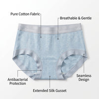 Women's Breathable Knickers Multipack with Silk Gusset Lining, Seamless Waistband Underwear for Daily Wear and Postpartum
