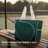 Racket Tote Bag Multi-Functional Badminton Racket Carrier Sports Tote with Racket Pocket Multifunctional Pickleball Shoulder Bag