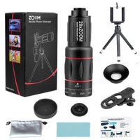 High Magnification Phone Telephoto Lens Kit Black 28x Zoom Lens Kit Red Accent Rings Mobile Accessory Portable
