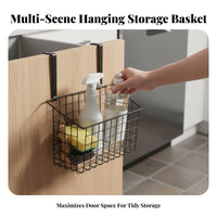 No Installation Required over the Door Basket Easy to Install Cabinet Door Storage Rack Space Saving for Renters, Kitchen, Bathroom, Bedroom
