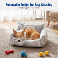 Plaid Pet Sofa All-Season Use Miniature Pet Sofa Removable Cover Pet Furniture for Small Dogs, Hare Owners, Indoors, Living Room, Bedroom