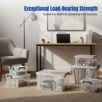 Organizer Bin, Mini Small Storage Box with Lid, Clear Stackable, Sturdy, for Clothes & Accessories, Foldable