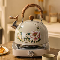 Floral Whistling Tea Kettle Retro Stovetop Whistling Kettle Loud Rust-Resistant for Families