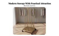 Space Saving Mobile Hanger Storage Rack Minimalist Design Rolling Hanger Stacking Stand Heavy Duty Shop Fixture Large Capacity for Boutique Managers, Apartment Dwellers, Stockroom, Bedroom, Laundry Room, Entryway