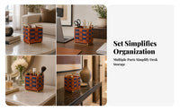 Home Organizer Stitched Edges Desktop Organizer PU Leather Storage Box Open-Top