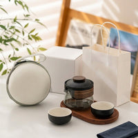 Portable Travel Tea Set for Tea Lovers, Borosilicate Glass Teapot with 2 Cups, Compact Tea Set for On-the-Go, Office & Camping