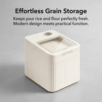 Rice Storage Container with Lid, Airtight Grain Storage Bucket, Cereal Dispenser with Measuring Cup, Kitchen Storage Container for Flour