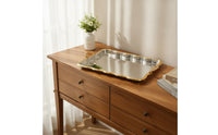 Metal Serving Tray Serving Tray with Handles Openwork for Sideboard