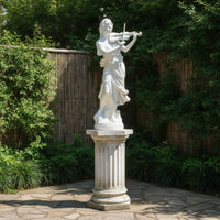 Stone-Look Classical Statue Freestanding Sculptural Figure Decorative Statue with Base Carved for Home Decorators, Art Collectors, Gallery, Entryway, Patio, Garden
