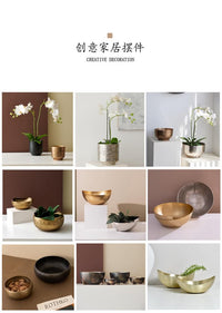 Hammered Metal Vase Bowl, Gold or Silver, Aluminum, Modern Minimalist