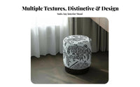 French Retro Design Padded Vanity Seat Solid Wood Base Upholstered Drum Stool High-Density Foam Cushion Household Furniture Versatile Use for Interior Designers, Hotel Managers, Dressing Room, Bedroom, Entryway, Under a Desk