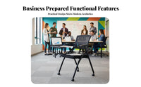 Foldable Rolling Chair with Writing Tablet Space-Saving Nesting Chair with Writing Tablet Ergonomic Design Training Seat for Students, Trainees, Event Attendees, Classroom, Conference Room, Lecture Hall, Lobby