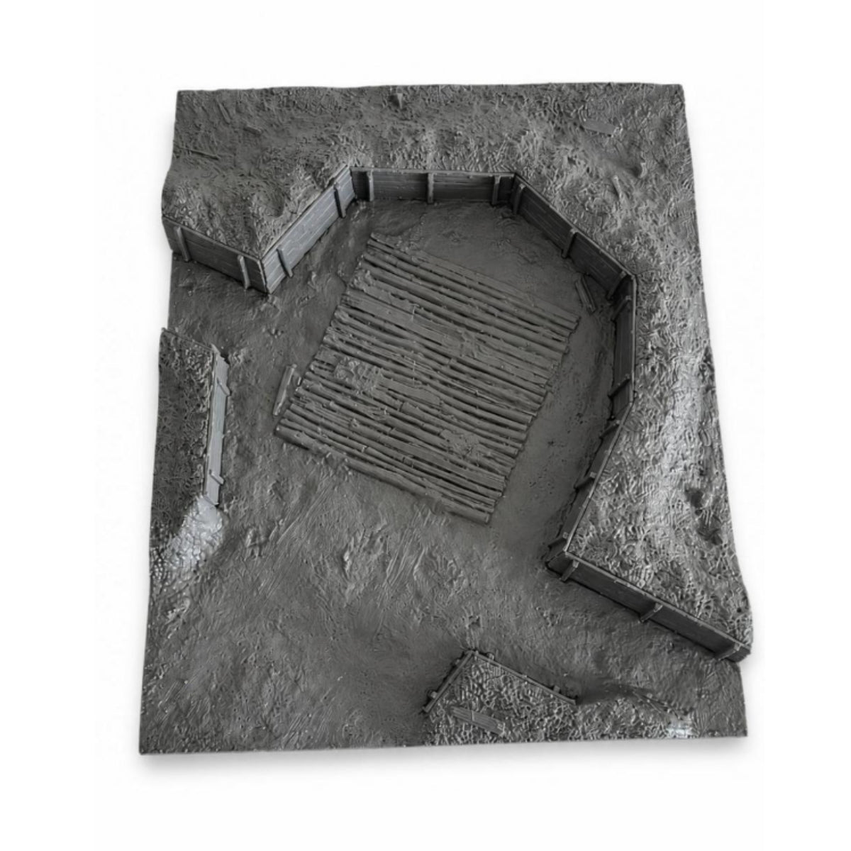 Raised Ground Embankments Cannonry Position Position Diorama WW2 Trench Base Textured Terrain Base Gray Finish