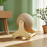 Interactive Cat Scratching Toy Stable Scratcher with Wooden Solid Frame Scratcher Toy Natural for Kittens