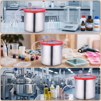 Stainless Steel Vacuum Degassing Container Transparent Lid Vacuum Chamber with Hose Heavy Duty Degassing Chamber with Hose Airtight for Hobbyists, Professionals, Resin Casting, Silicone Molding, Laboratory