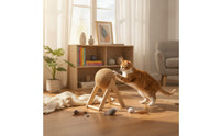 Interactive Rotating Cat Scratcher Ball Compact Cat Scratching Ball on Stand Space-Saving Pet Toy Stylish for Kittens