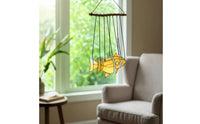 Fish Wind Chime Mosaic Stained Glass Wind Chime Coastal Hanging Ornament for Porch