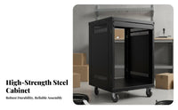 12U Unobstructed Frame Rolling Rack Conventional 19unit Mount Network Cabinet sturdyDuty Apparatus Storage for Audio Professionals, Musicians
