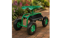 Seated Harvesting Cart Tool Tray Garden Work Sit on Wheels for Gardeners