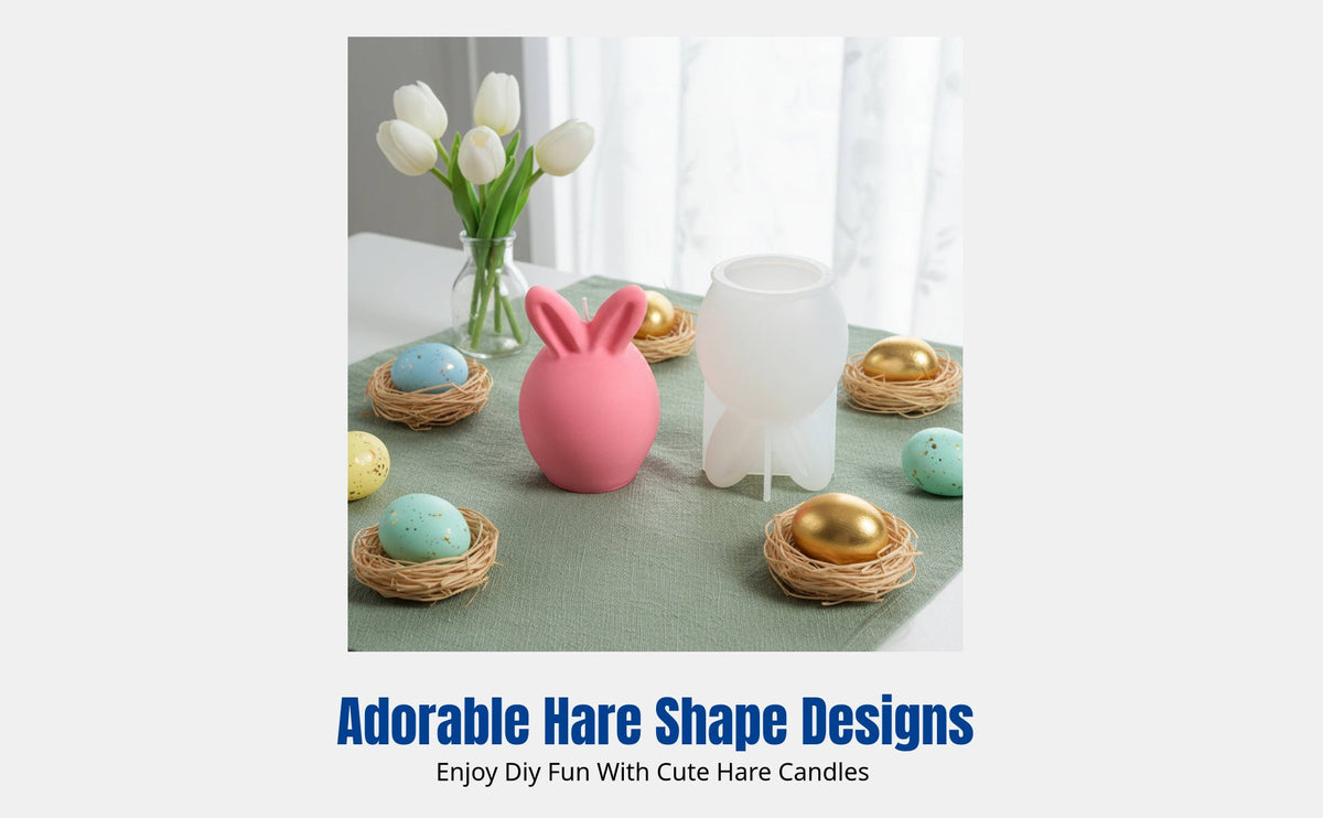 Easter Bunny DIY Oval Candle Plaster Mold, Flexible Home Decor Tool
