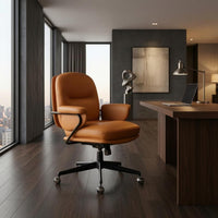 High Back Office Chair Caster Wheels Swivel Task Chair Glossy Finish