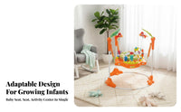 Foldable Design Rotating Baby Entertainer Vibrating Function 360-Degree Rotating Bouncer Music and Lights Infant Bouncer Height Adjustable for Infants, Parents, Toddlers, Playroom, Living Room, Indoors, Playtime